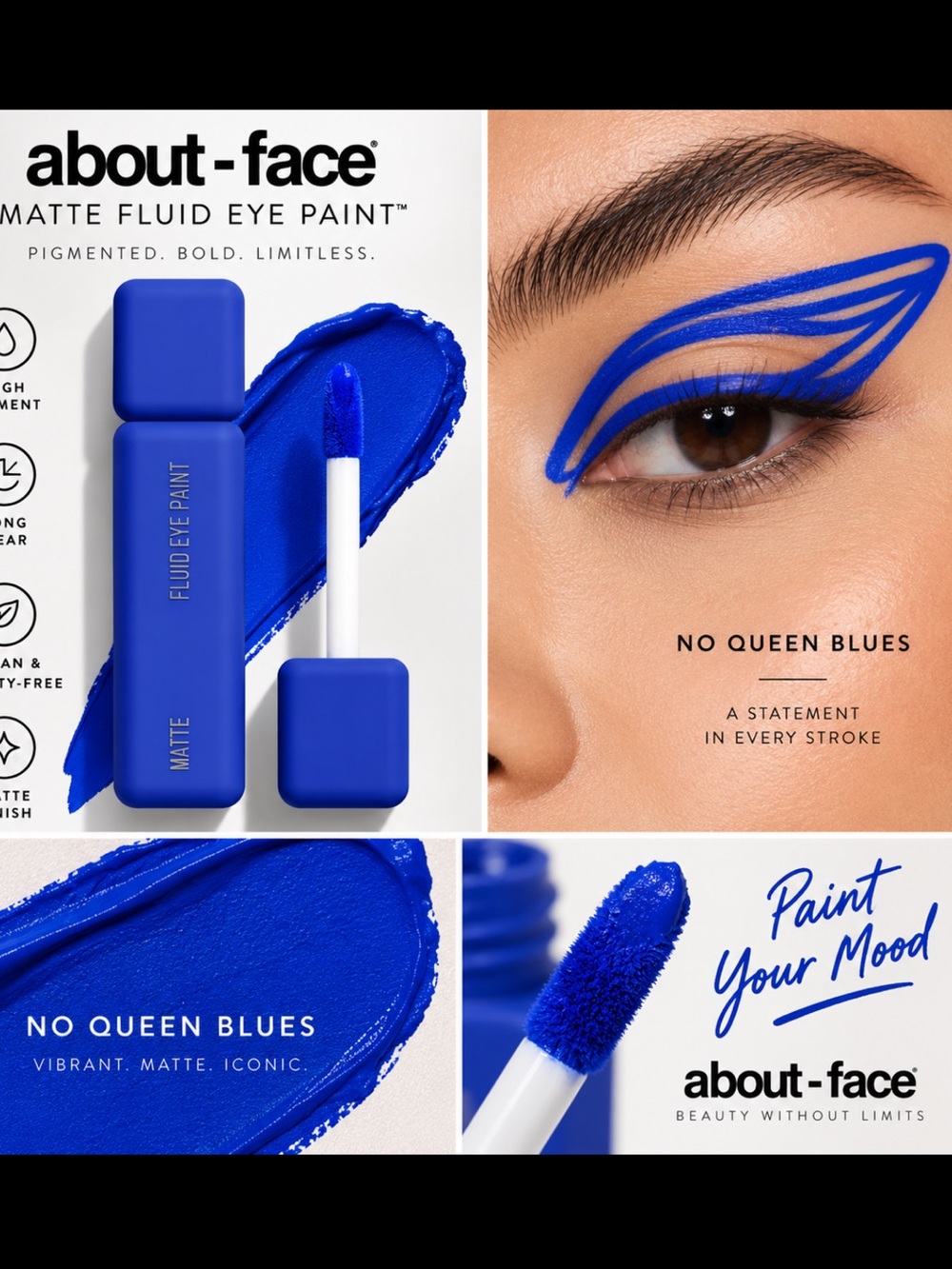 About face no queen blues MATTE FLUID EYE PAINT
